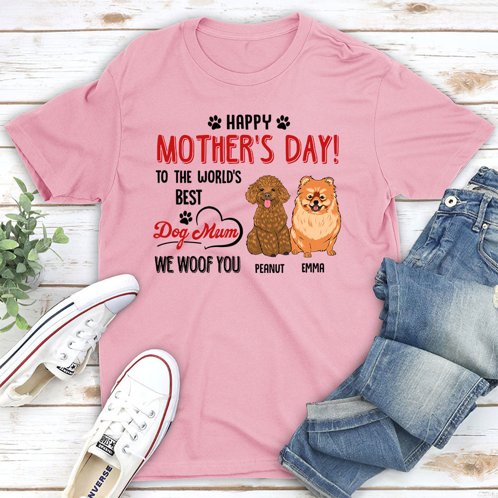 Dog Mom I Woof You - Personalized Custom Unisex 5.3 oz T-shirt for Pet Lovers