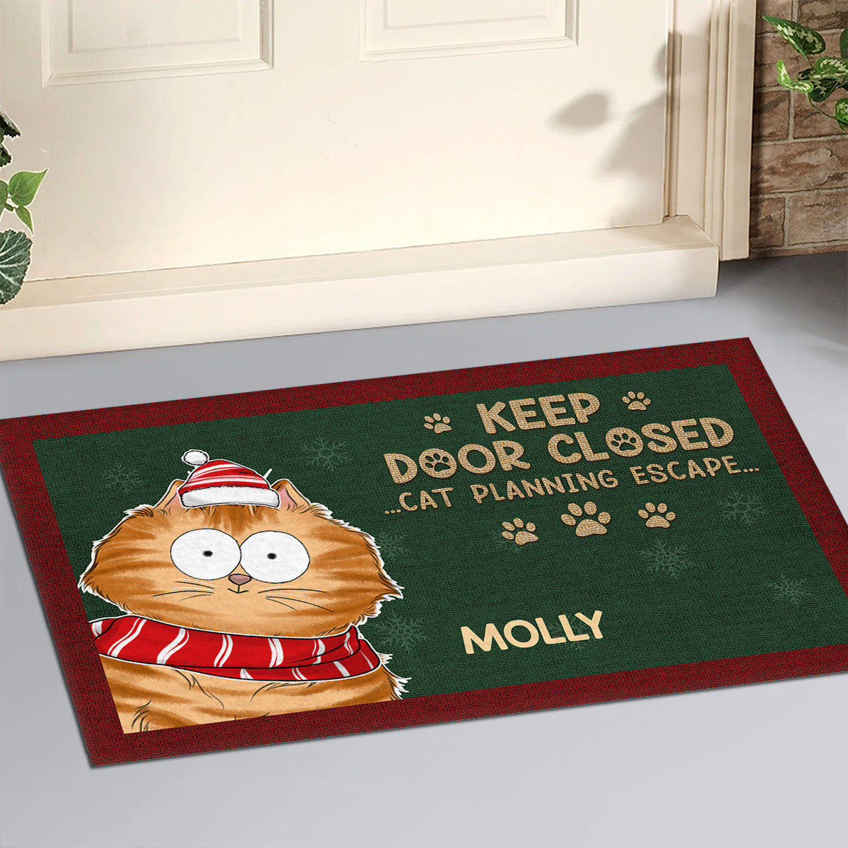 Personalized Christmas Custom Doormat - Keep Door Closed for Pet Lovers