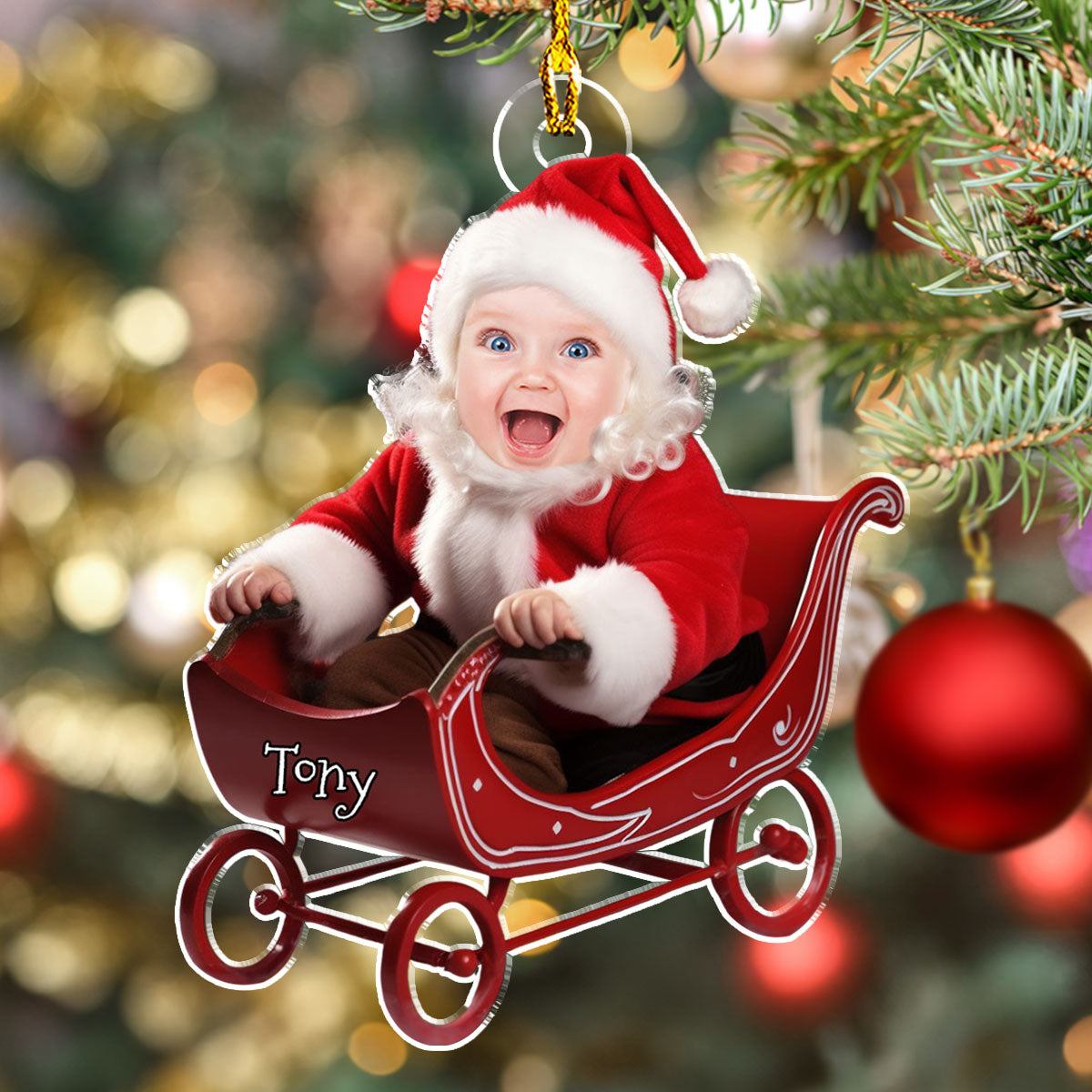Unique Custom Face Baby Santa Personalized Acrylic Christmas Ornament