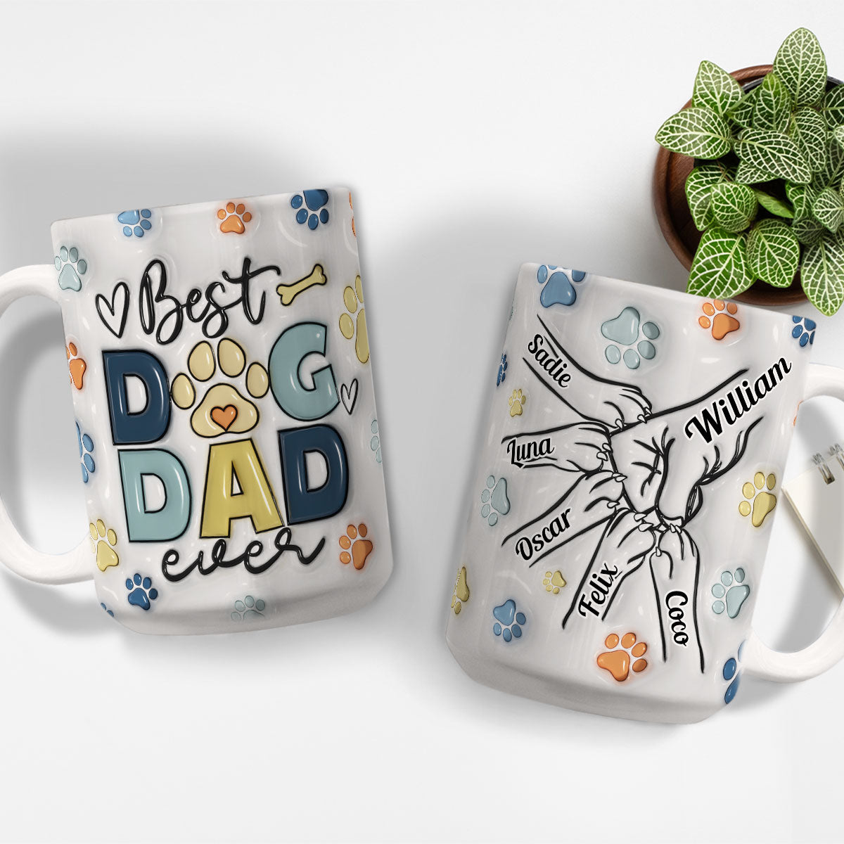 Unique Personalized Custom 3D Inflated Effect Dog Human Fist Bump Mug - 11oz and 15oz