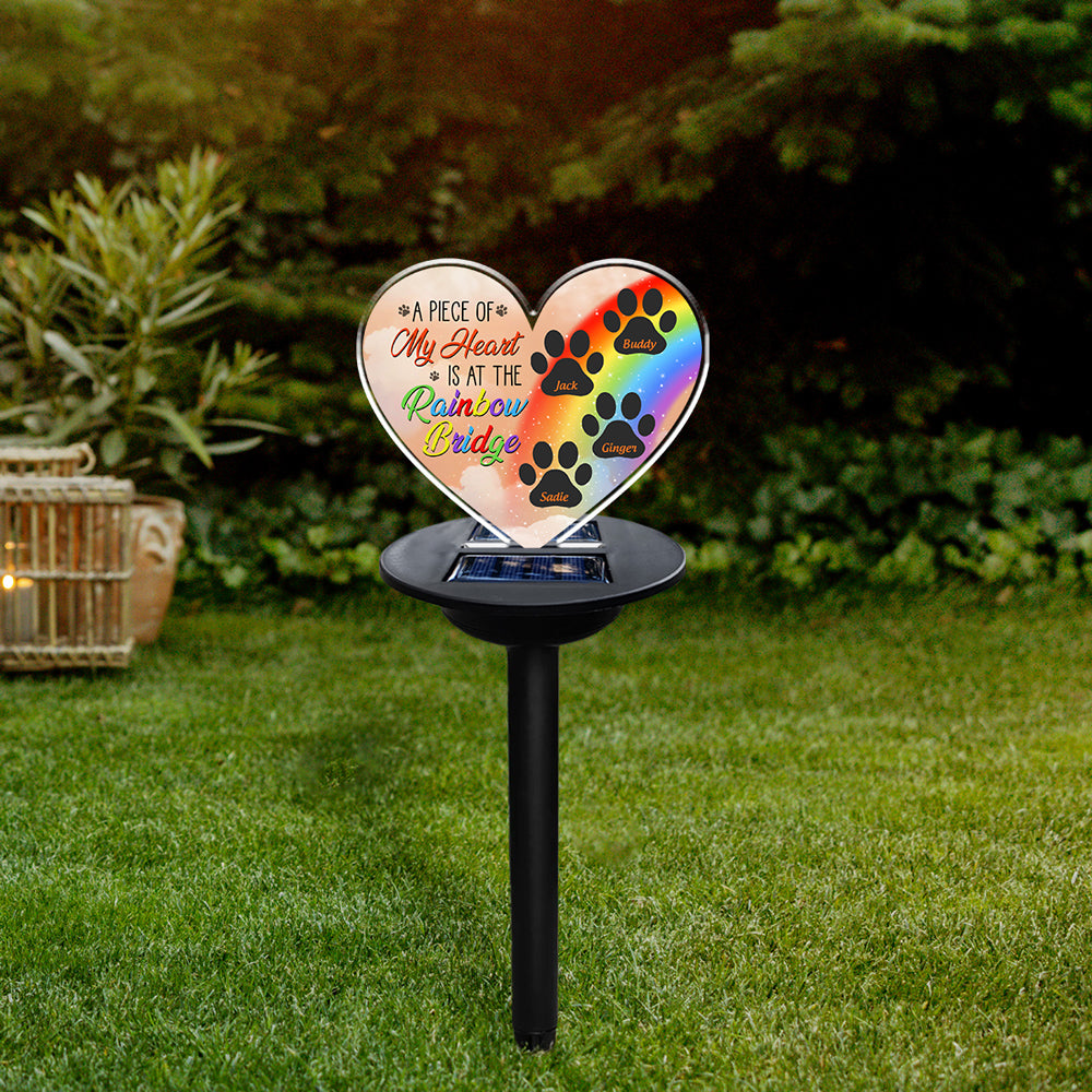 A Piece Of My Heart Is At The Rainbow Bridge - Personalized Custom Acrylic Solar Light with Multiple Color Illumination