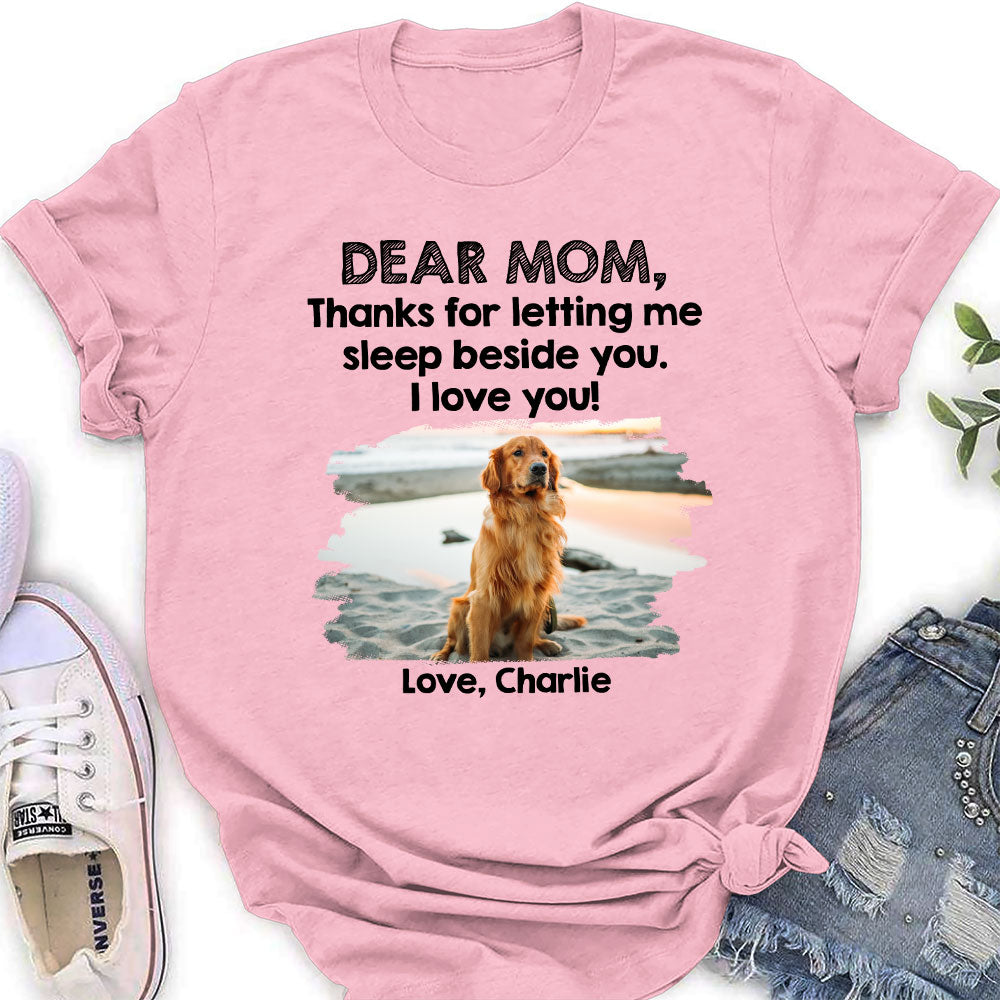 Personalized Custom Women's Sleep Beside Pet T-shirt - Perfect Gift for Pet Lovers