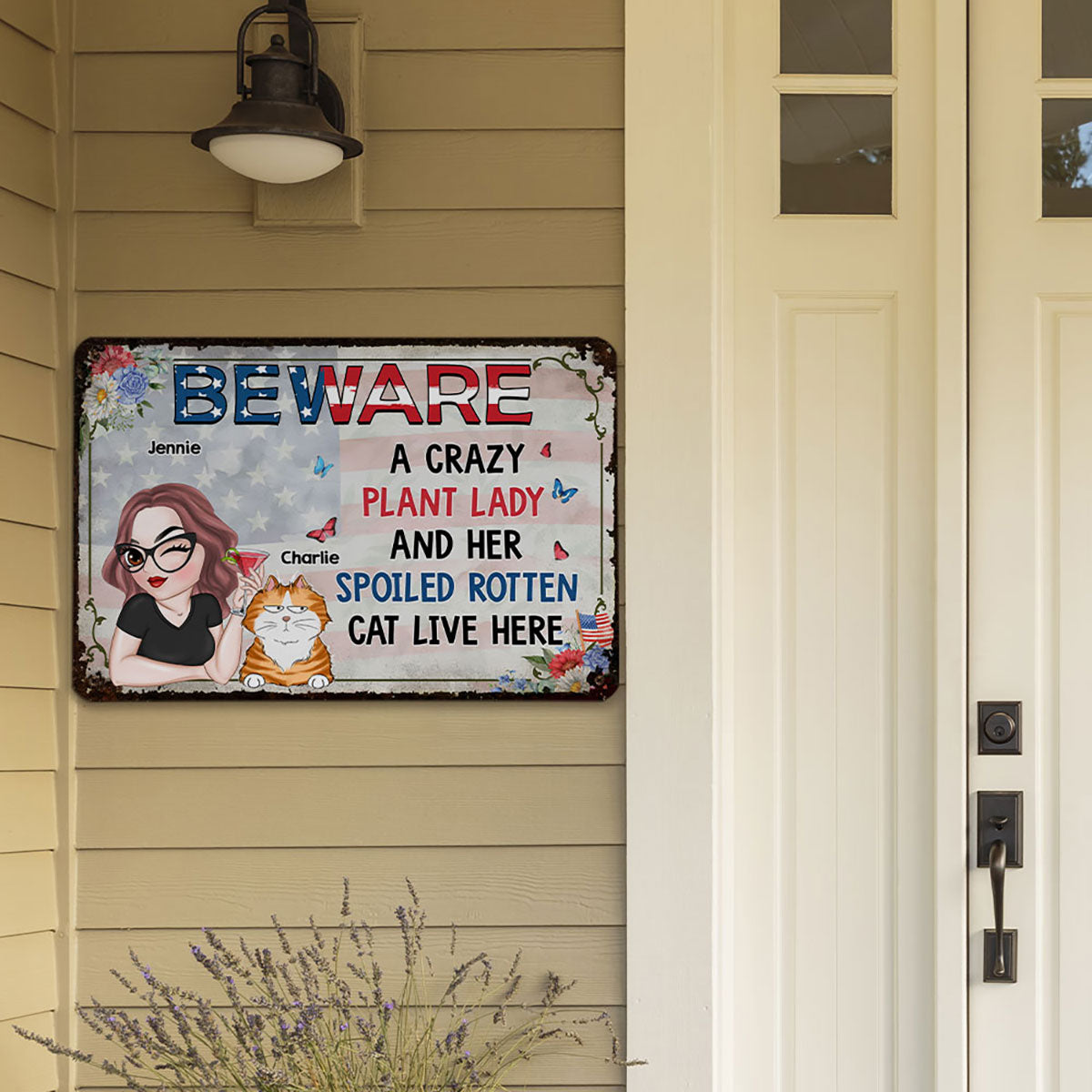 A Crazy Plant Lady And Her Cats - Stunning Personalized Custom Metal Sign for Home and Office