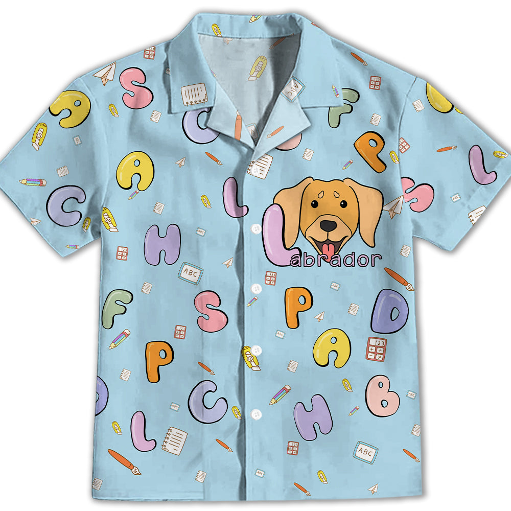 Adorable Labrador And Alphabet Themed Kids Button - up Shirt