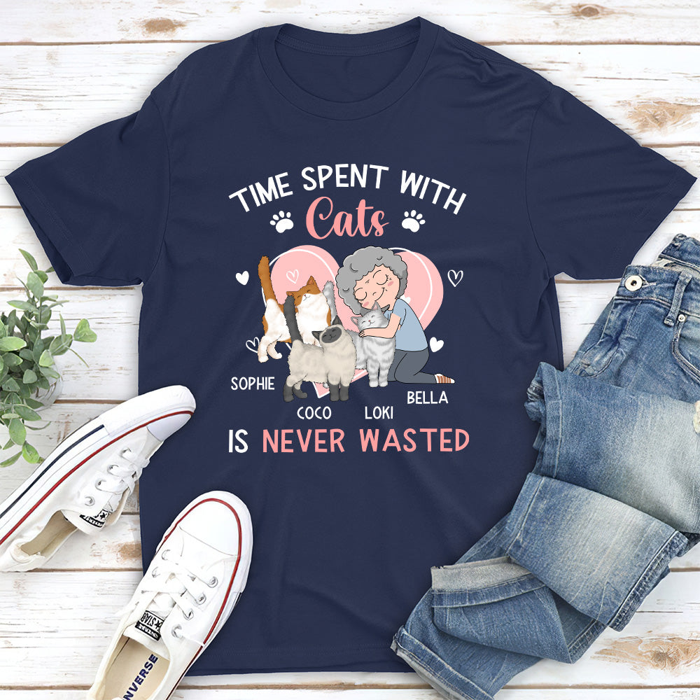 Spent Cat Time - Personalized Custom Unisex 5.3 oz T-shirt for Pet Lovers