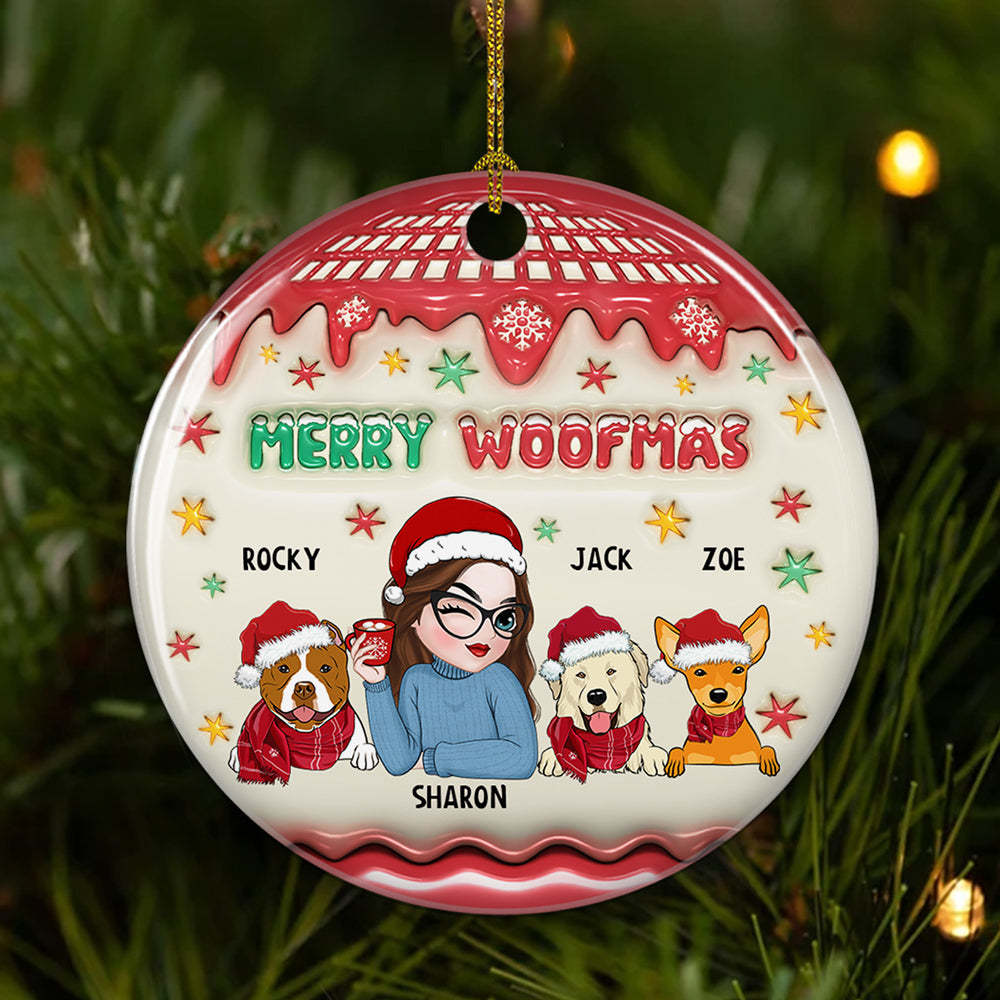 Woofmas Winter - Customizable 3D Inflated Effect Personalized Ceramic Christmas Ornament