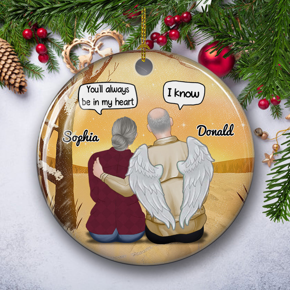 Always Be In My Heart - Personalized Custom 3-inch Diameter Circle Ceramic Christmas Ornament with Premium White Print