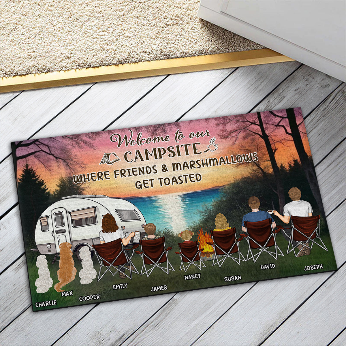 Happy Place - Personalized Custom Pet Lover's Doormat with Cat or Dog Picture