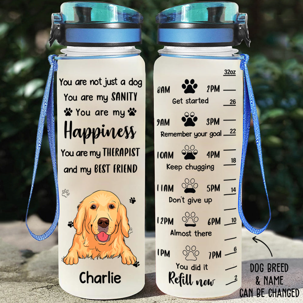 Not Just A Dog - Personalized Custom Time-Marking Water Tracker Bottle for Pet Lovers