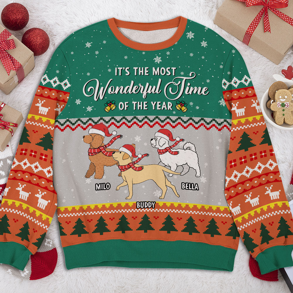 Wonderful Time Walking Dog - Personalized Custom All-Over-Print Unisex 8.8 oz Polyester Blend Sweatshirt