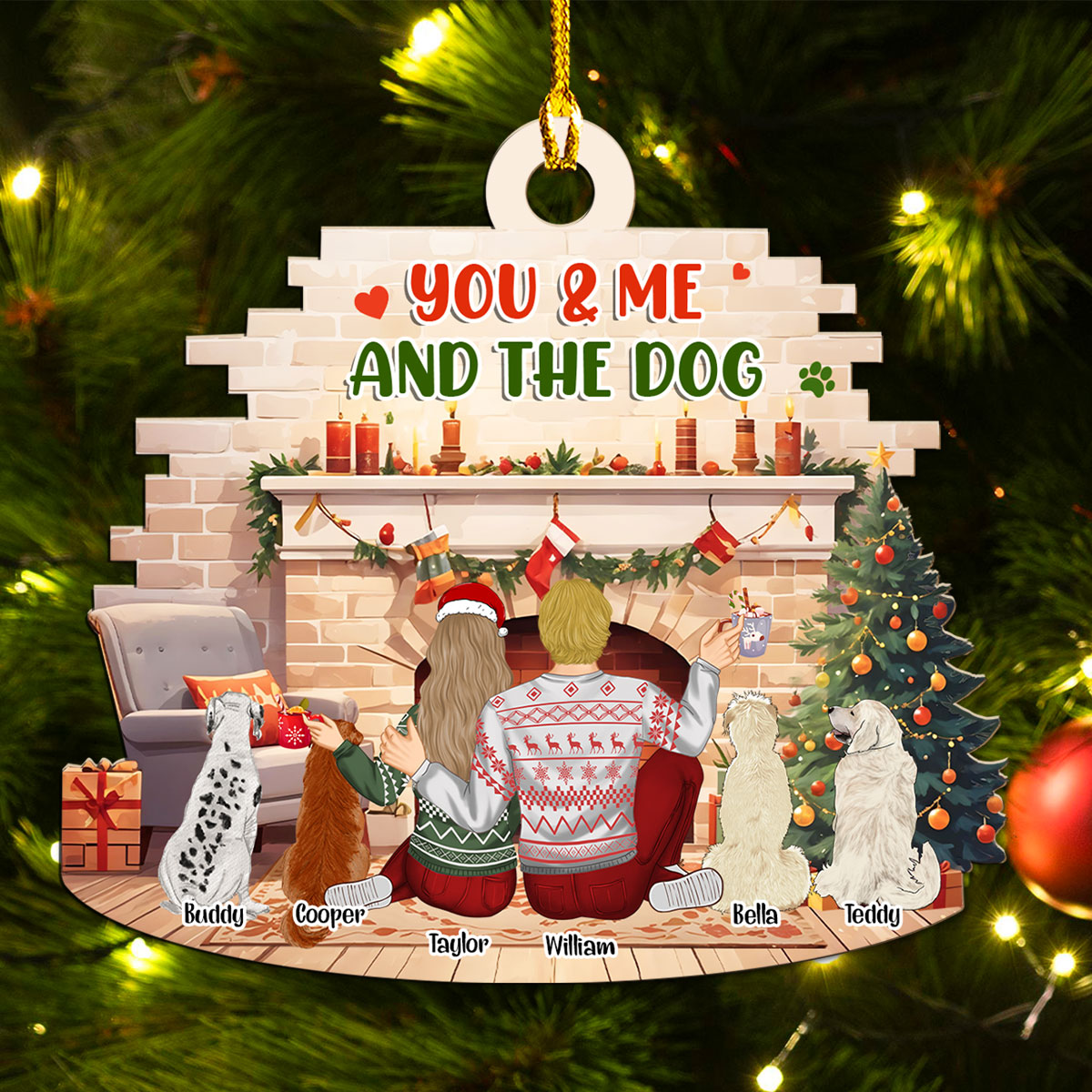 You Me Our Dogs Family - Customizable Personalized Wood Christmas Ornament for Pet Lovers