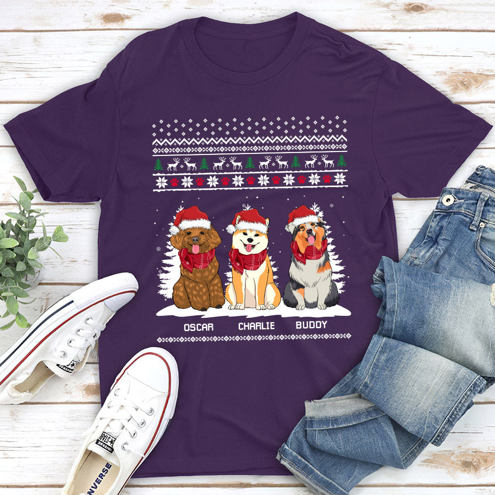 Unique Personalized Custom Unisex Winter Dog T-shirt