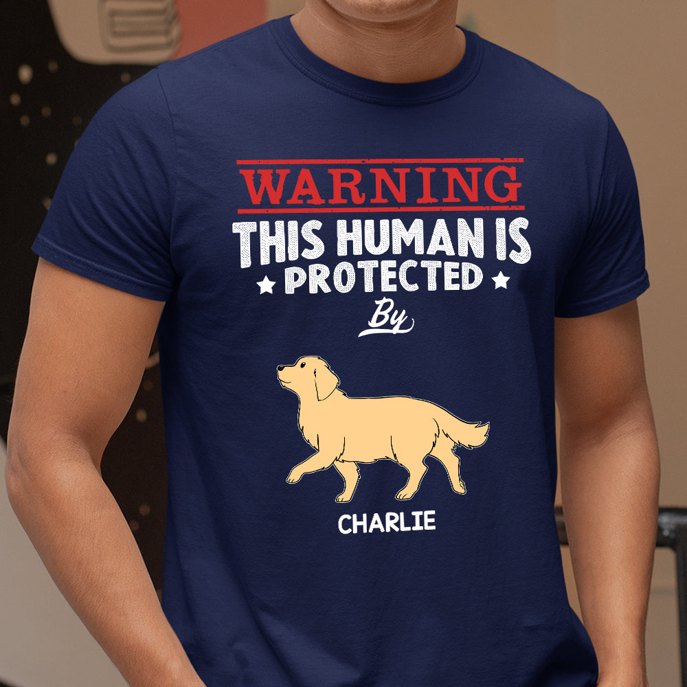 Human Protected By - Personalized Custom Premium Men's 4.2 oz T-shirt for Pet Lovers