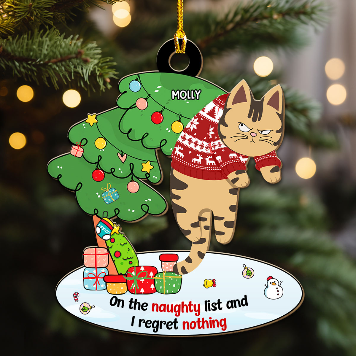 Regret Nothing - Customizable Personalized Wood Christmas Ornament