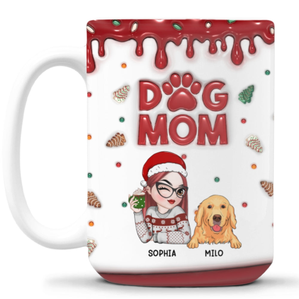 Charming Personalized 3D Inflated Effect Mug for Dog Moms - 11oz