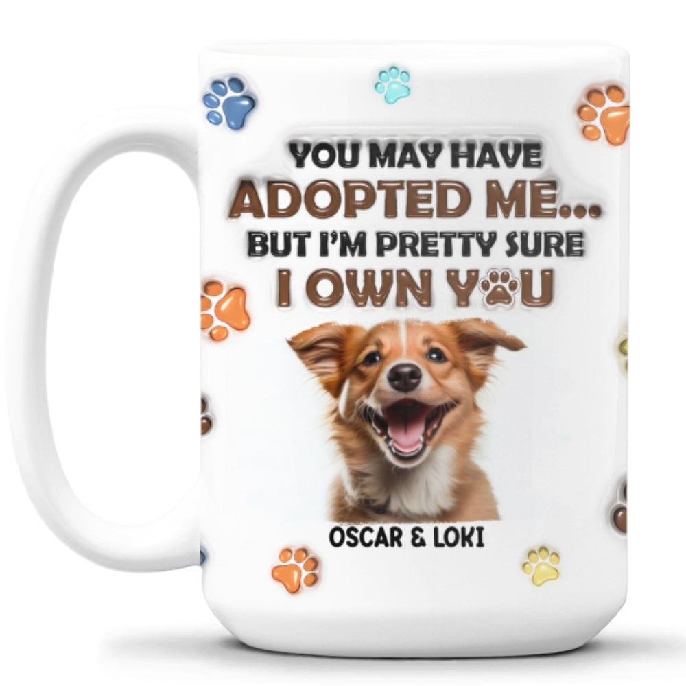 Personalized Custom 3D Inflated Effect Mug with Adopted Dogs Photo - 11oz High - Quality Ceramic