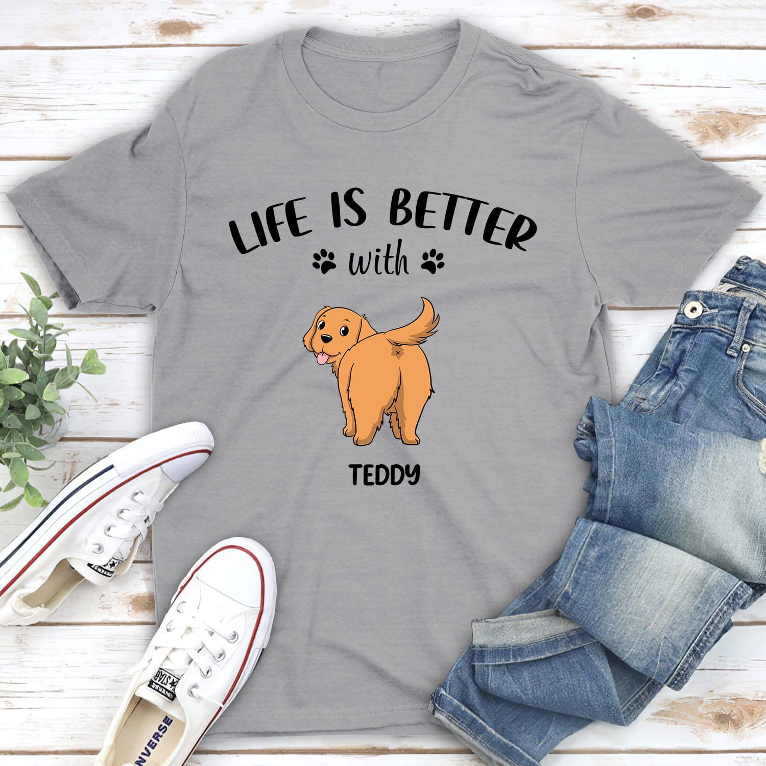 Life Is Better With Dog Butt - Personalized Custom Unisex 5.3 oz T-shirt for Pet Lovers