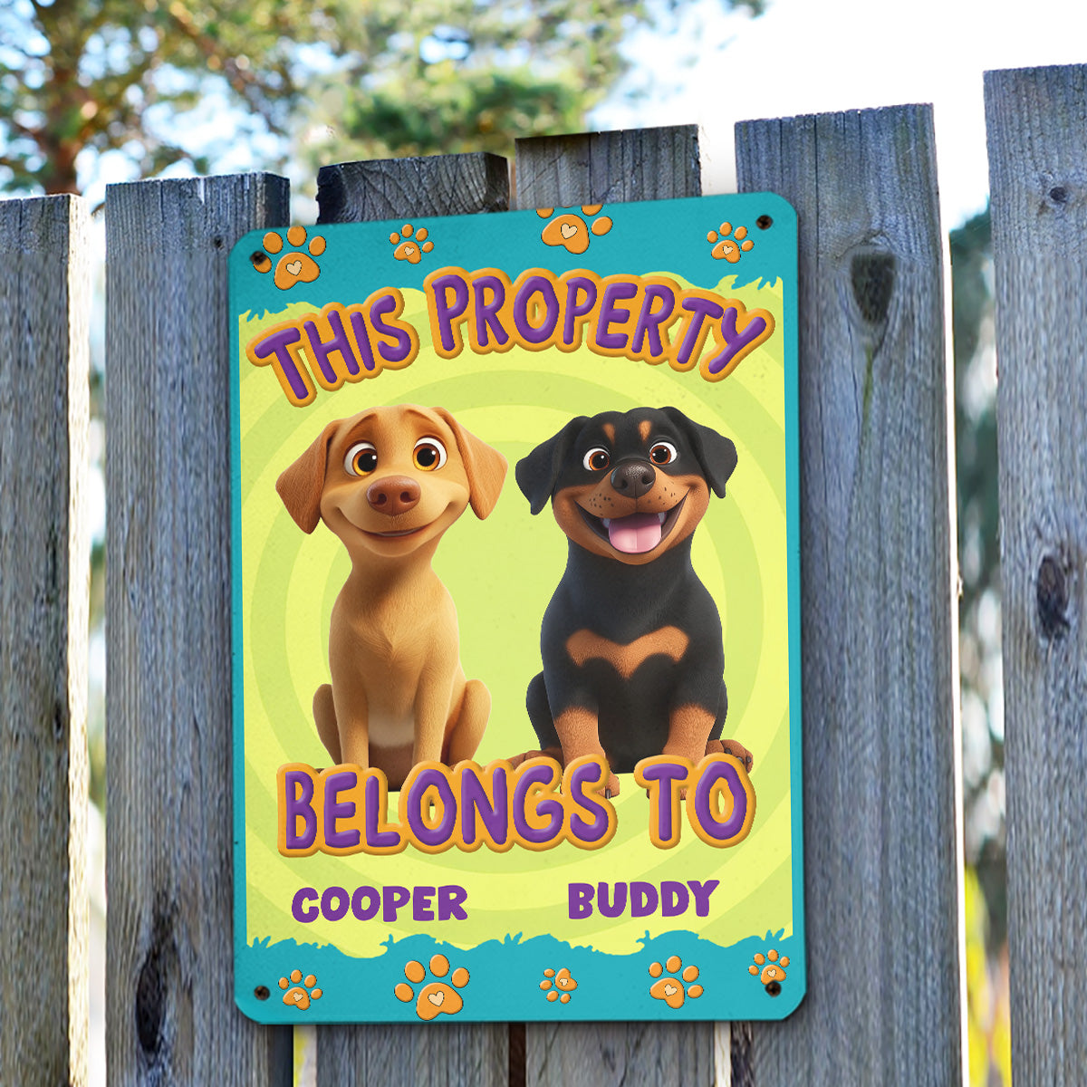 Unique Personalized Custom Metal Sign - This Human Belongs To Us Cartoon