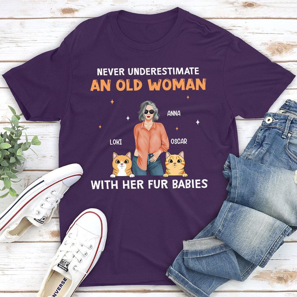 Old Woman With Cat - Personalized Custom Unisex 5.3 oz T-shirt for Pet Lovers