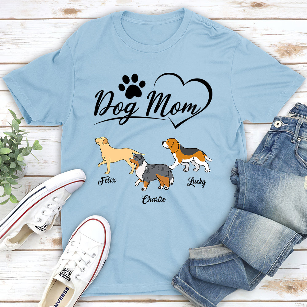 Personalized Custom Unisex Dog Mom Heart 2 T-shirt - Ideal Gift for Pet Lovers