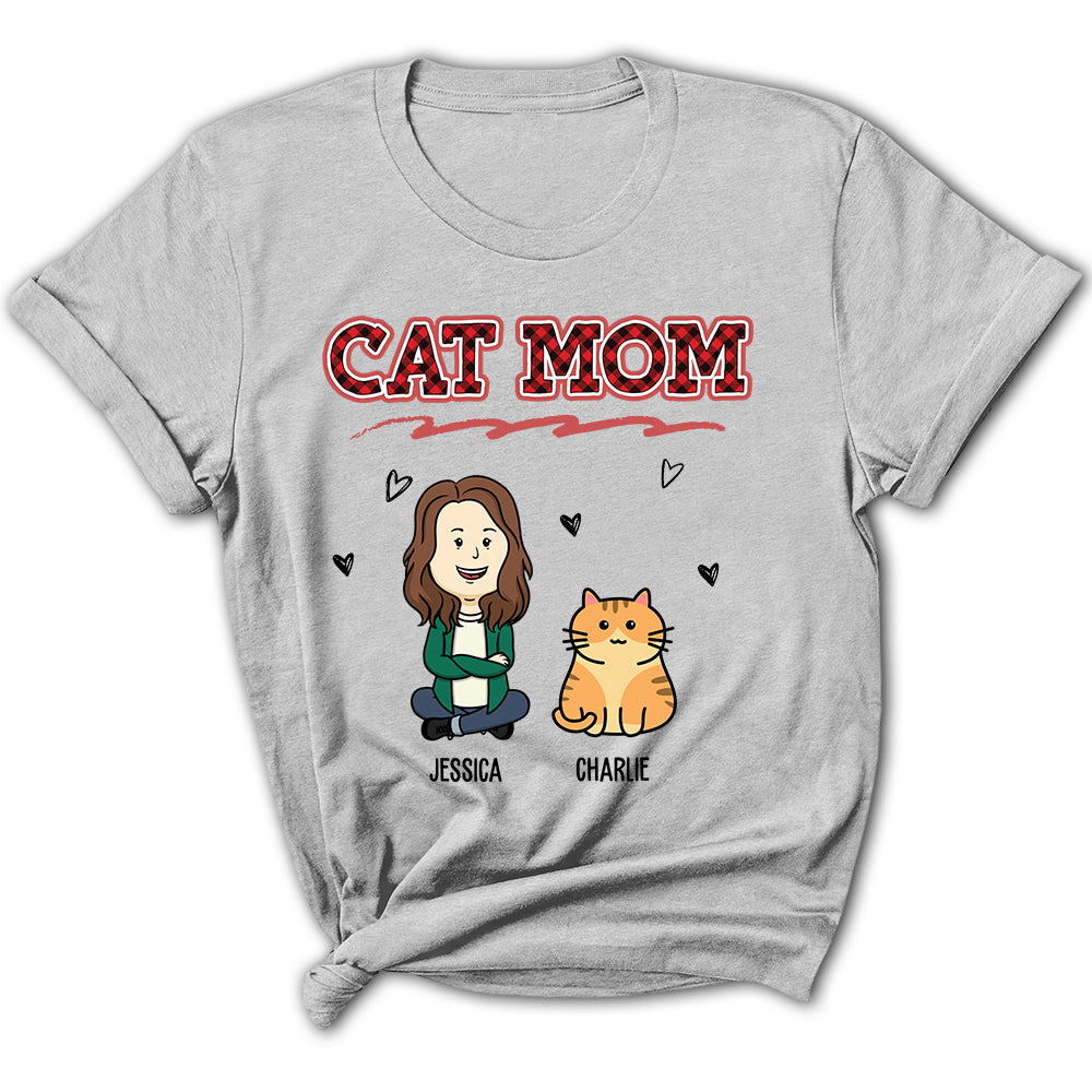 Stylish Cat Mom Red - Personalized Custom Women's Fashion T-shirt