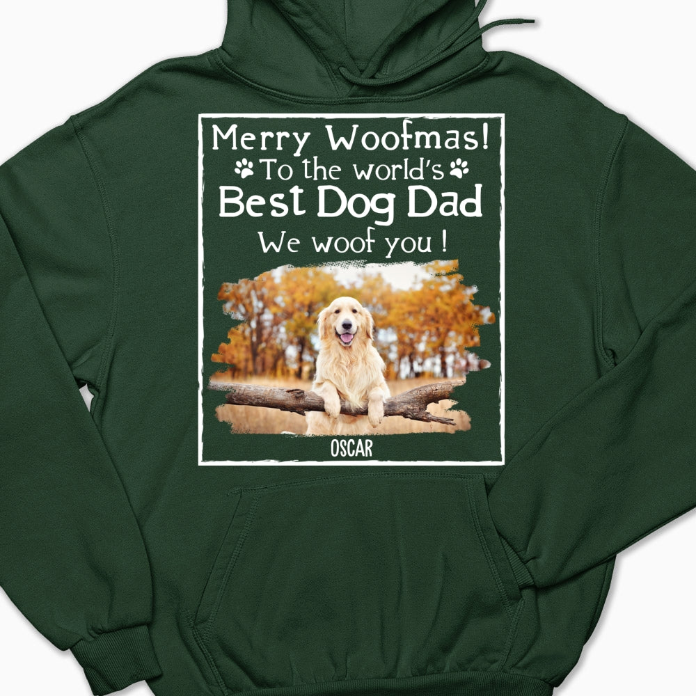 Woof Best Ever Personalized Custom Dog Dad and Mom Photo Hoodie