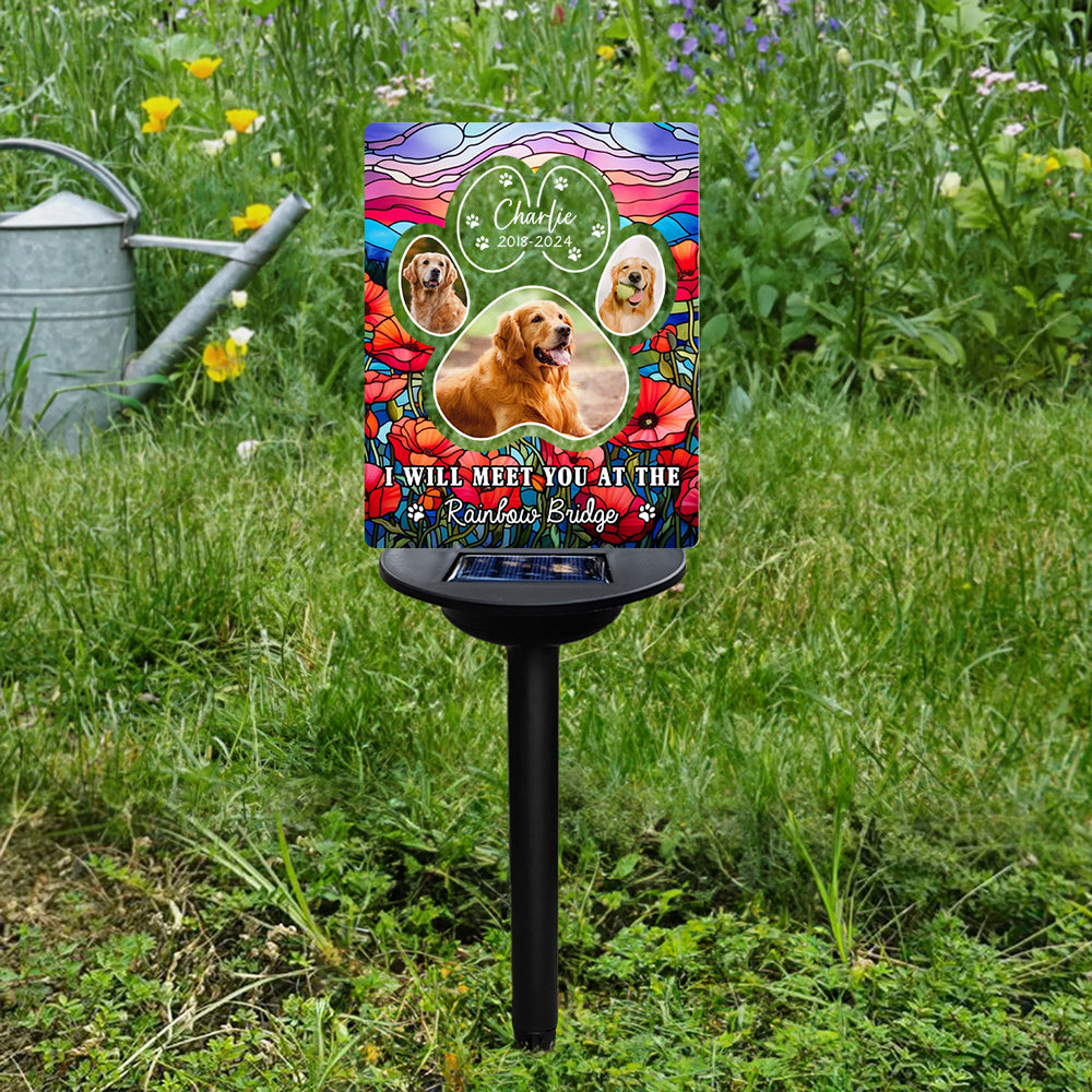 Personalized Custom Solar Light - 'I Will Meet You At The Rainbow Bridge' Tribute