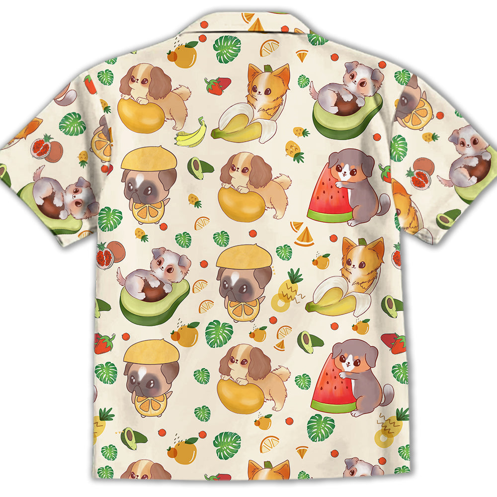 Adorable Dog And Fruit Themed Kids Button-up Shirt