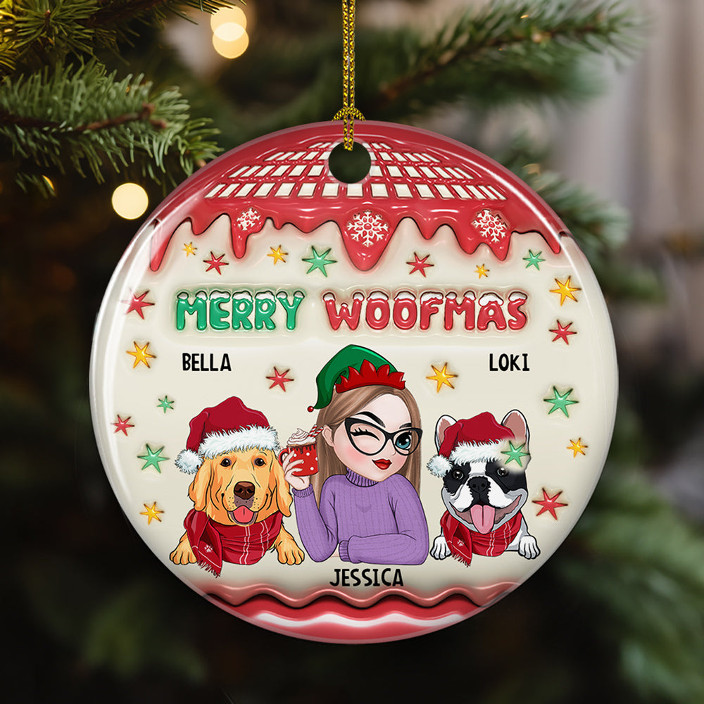 Woofmas Winter - Customizable 3D Inflated Effect Personalized Ceramic Christmas Ornament