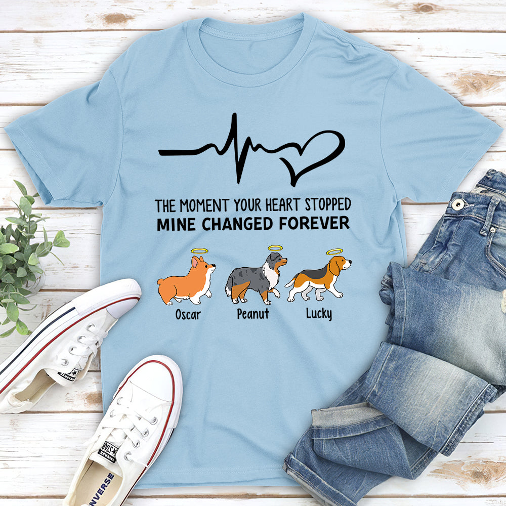 The Moment Your Heart Stopped Mine Changed - Personalized Custom Unisex Memorial T-shirt for Pet Lovers