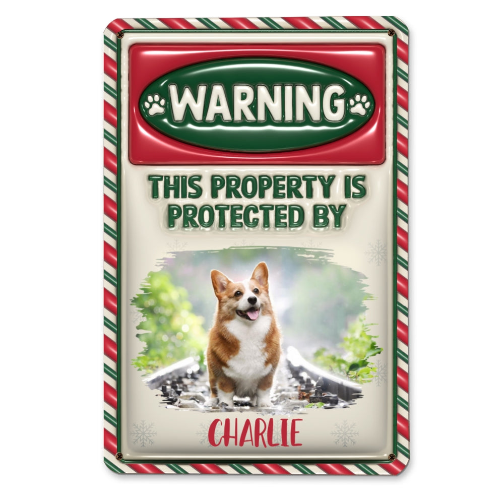 Personalized Custom 3D Inflated Effect Metal Sign for Christmas - Protect Your Property with Style