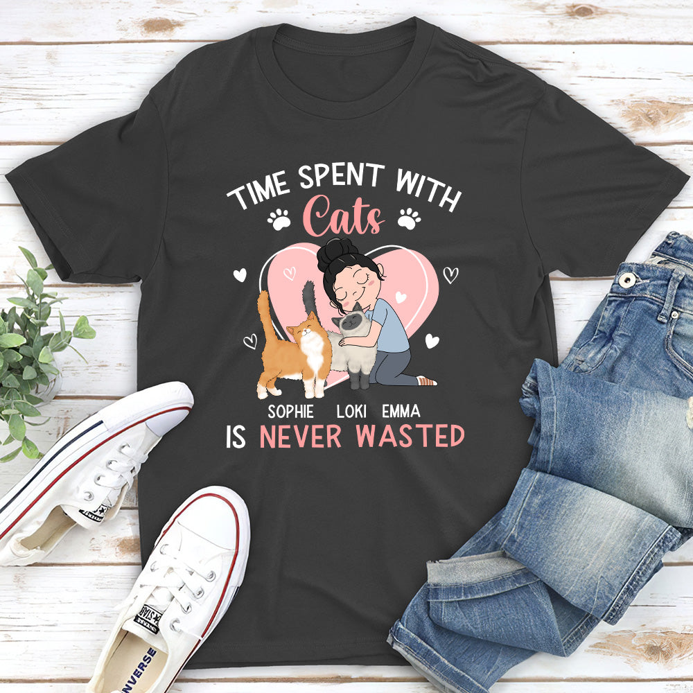 Spent Cat Time - Personalized Custom Unisex 5.3 oz T-shirt for Pet Lovers