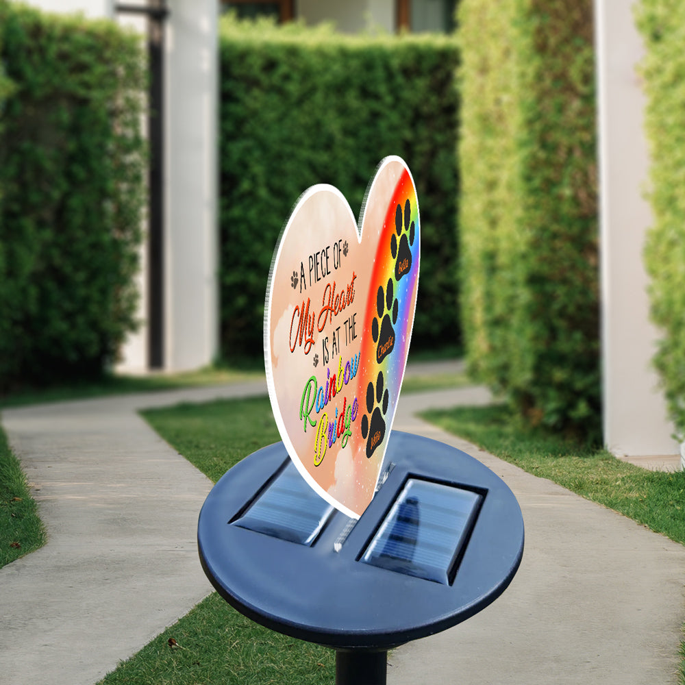 A Piece Of My Heart Is At The Rainbow Bridge - Personalized Custom Acrylic Solar Light with Multiple Color Illumination