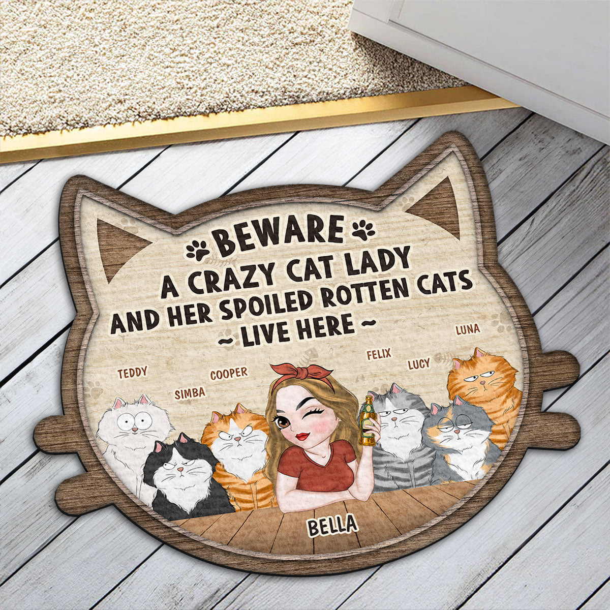 Beware - Personalized Custom Doormat with Your Pet's Picture in 3 Sizes