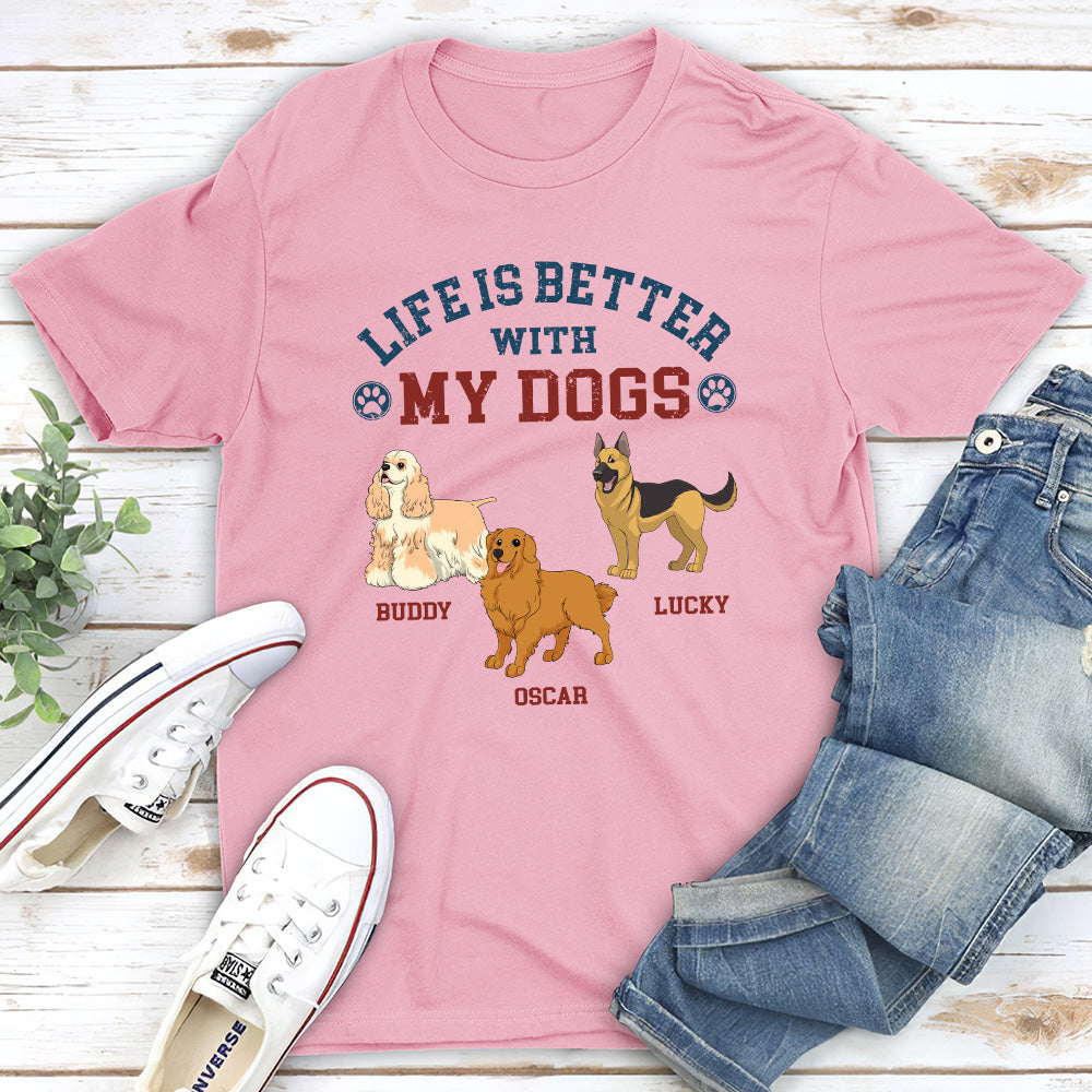 Retro Life Is Better - Customizable Personalized Unisex 5.3 oz T-shirt for Pet Lovers