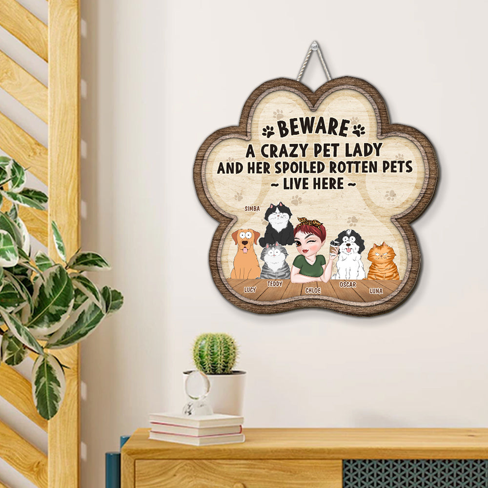 Unique Personalized Custom Wood Sign for Crazy Dog & Dog Lady Lovers