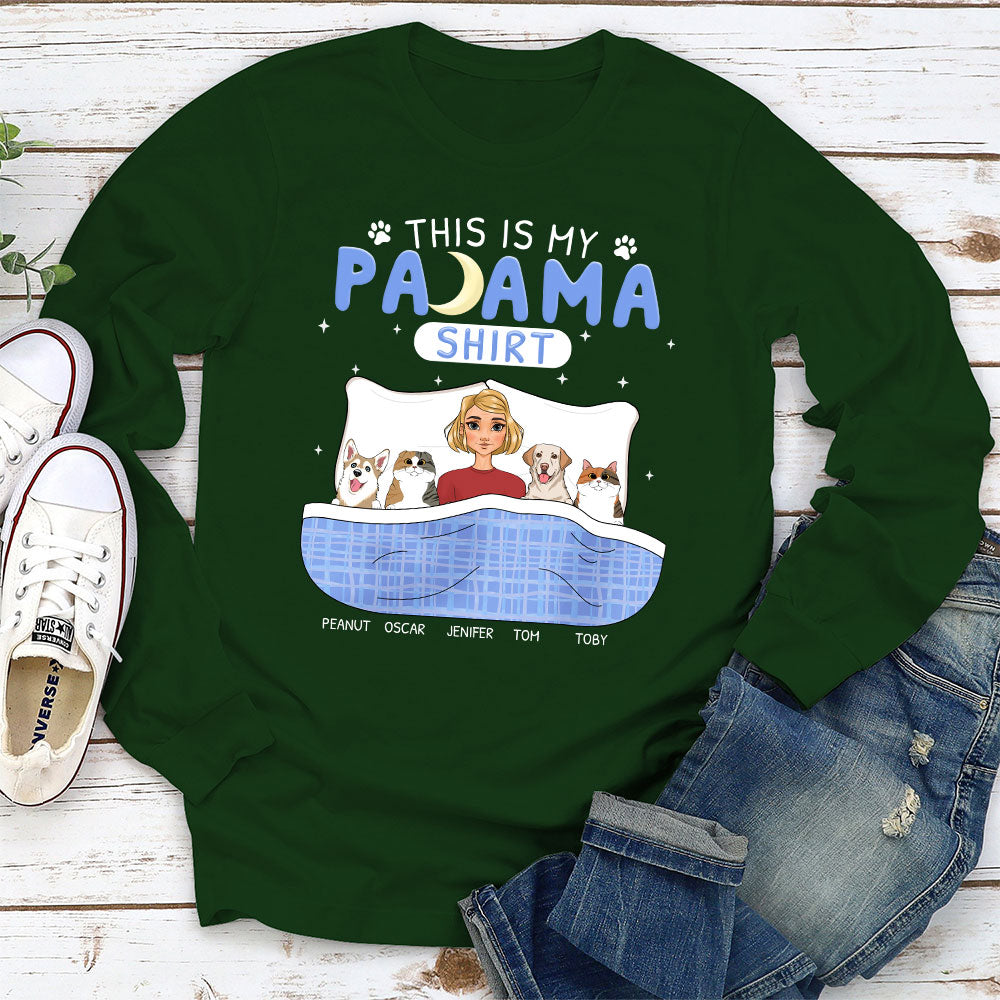 Personalized Custom Long Sleeve Pajama T-shirt - Ideal for Pet Lovers