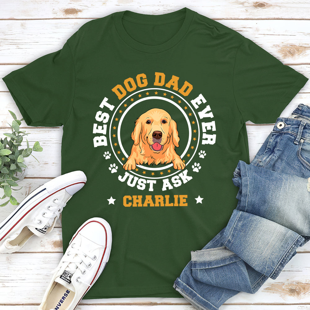 Best Dog Dad Circle - Personalized Custom Unisex 5.3 oz T-shirt for Pet Lovers