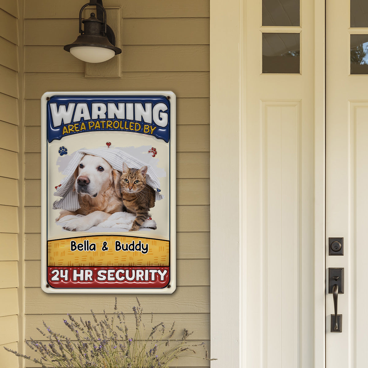 Personalized Custom 3D Inflated Effect Metal Sign - Area Patrolled By Pets Photo