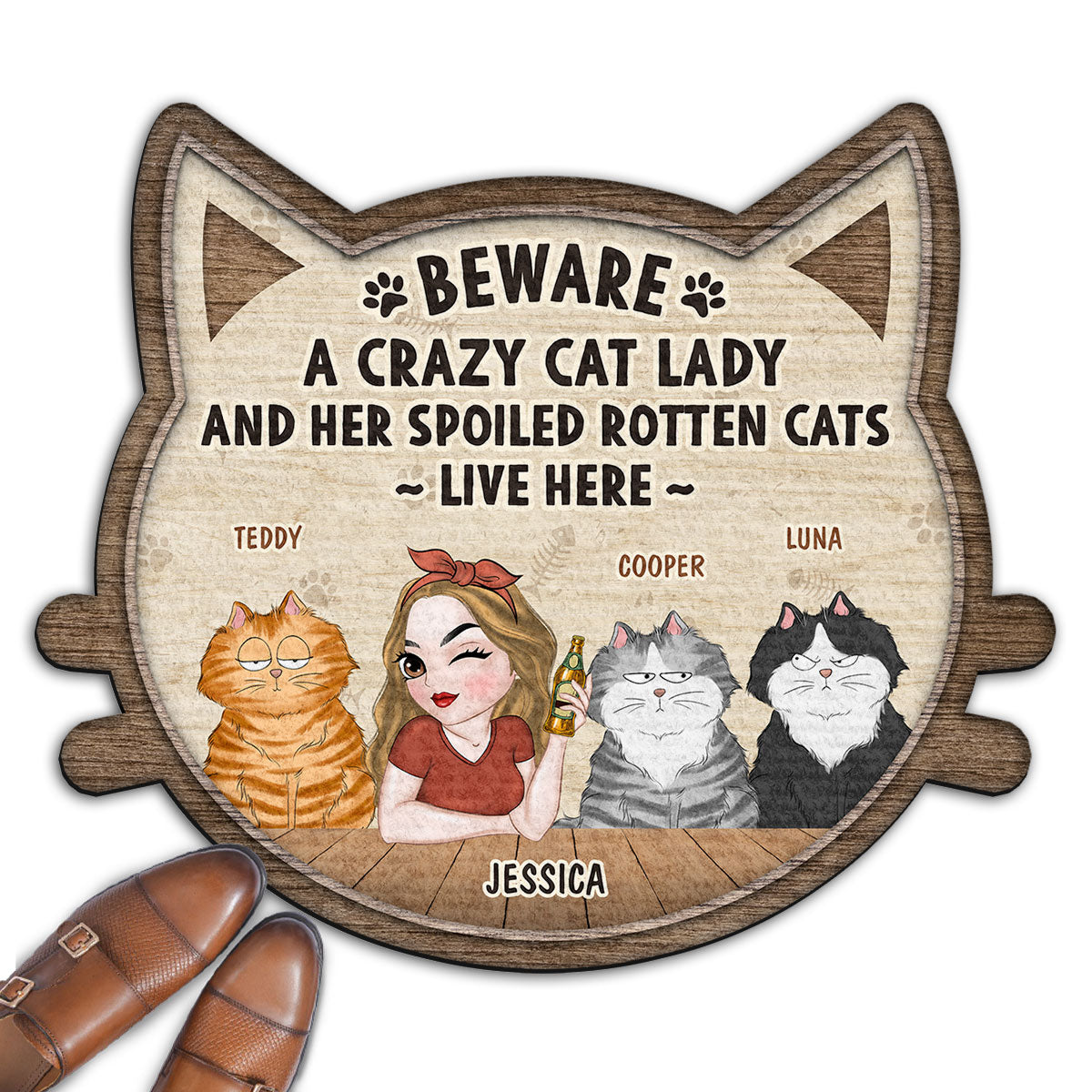 Beware - Personalized Custom Doormat with Your Pet's Picture in 3 Sizes