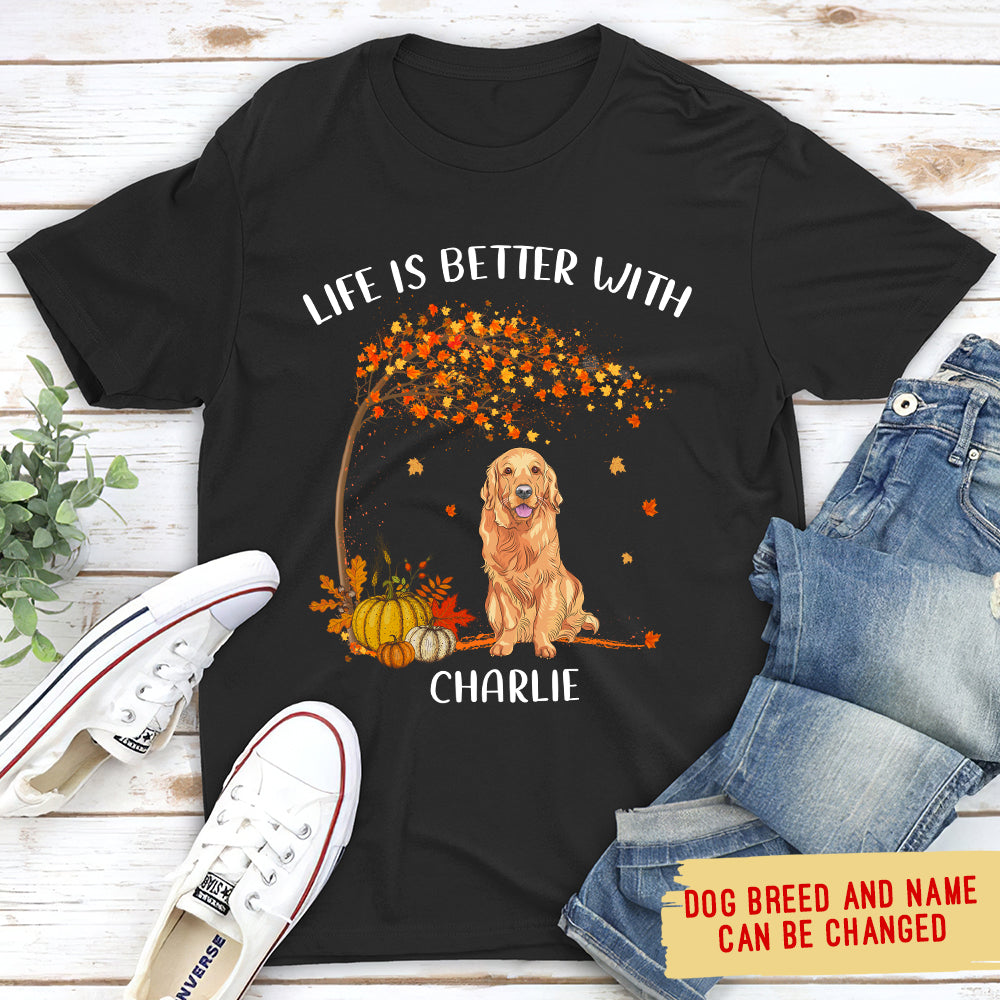 Better With Dog 2 - Personalized Custom Unisex 5.3 oz Heavy Cotton T-shirt for Pet Lovers