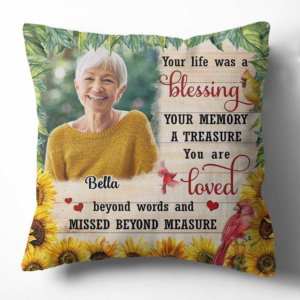 Your Memory A Treasure - Personalized Custom Throw Pillow in 12' x 12' and 18' x 18' Sizes