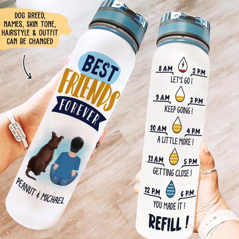Best Friends Forever - Premium Personalized Custom Water Tracker Bottle for Pet Lovers