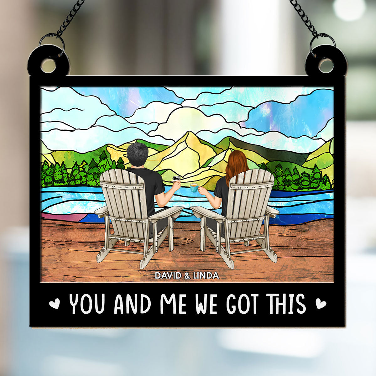 You And Me And The Dogs - Personalized Custom Acrylic Plexiglass Suncatcher in 6 or 8 Inches