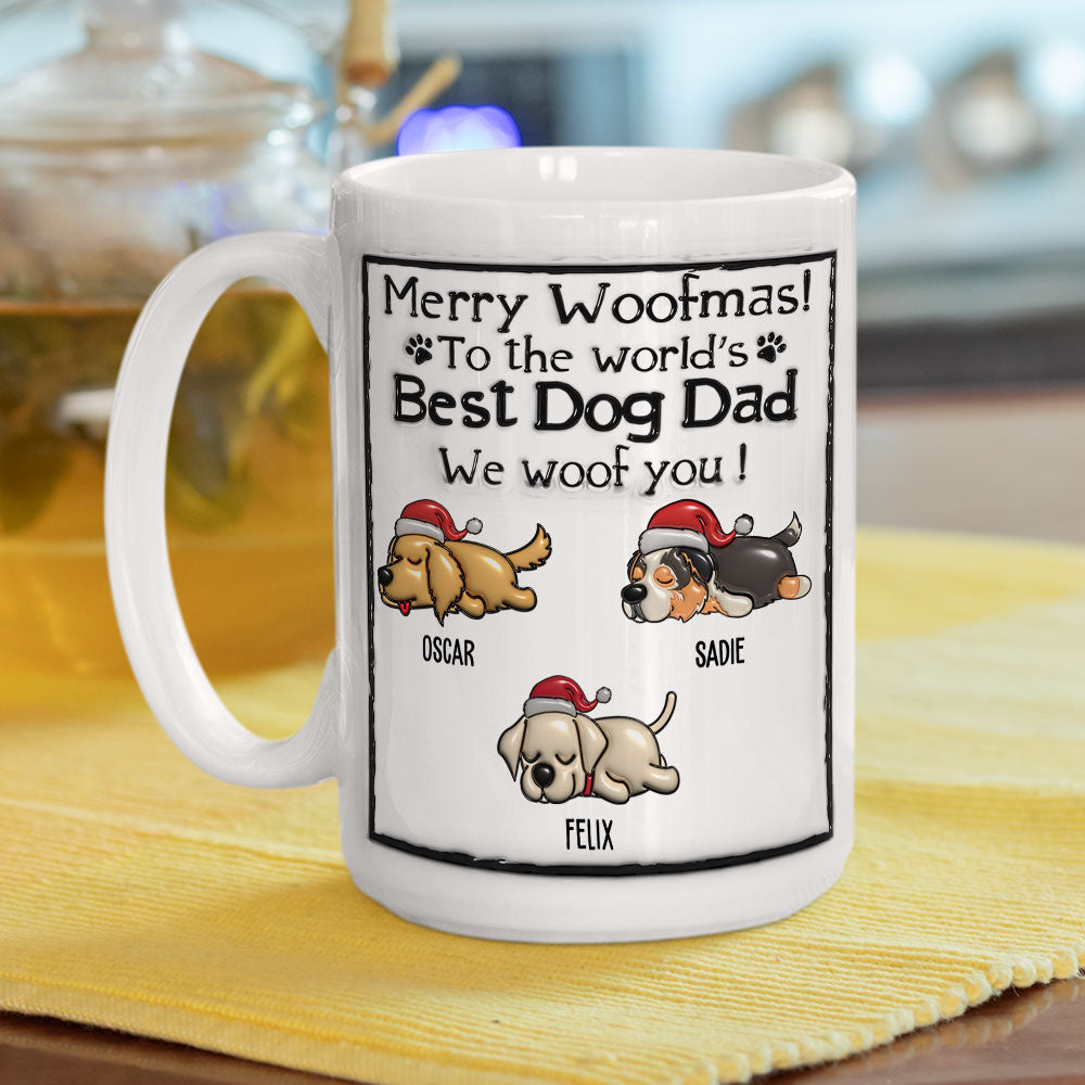 Best Christmas Gift for Dog Dads and Moms - Personalized Custom 3D Inflated Effect 11oz/15oz Mug