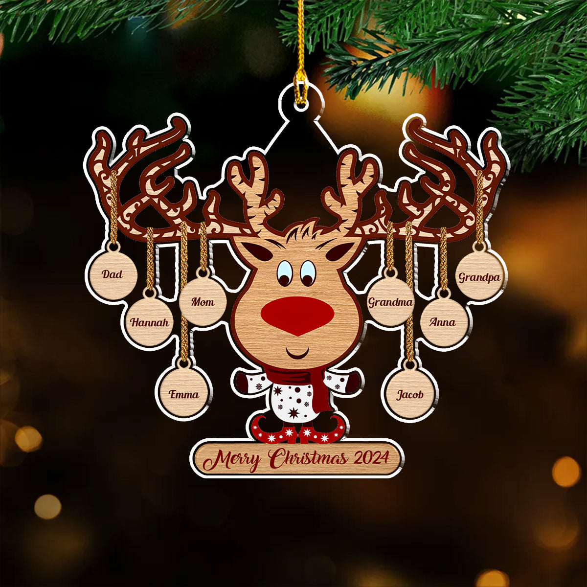 Sweet Family - Exquisitely Personalized Custom Acrylic Christmas Ornament (4' Diameter, 0.2' Thickness)