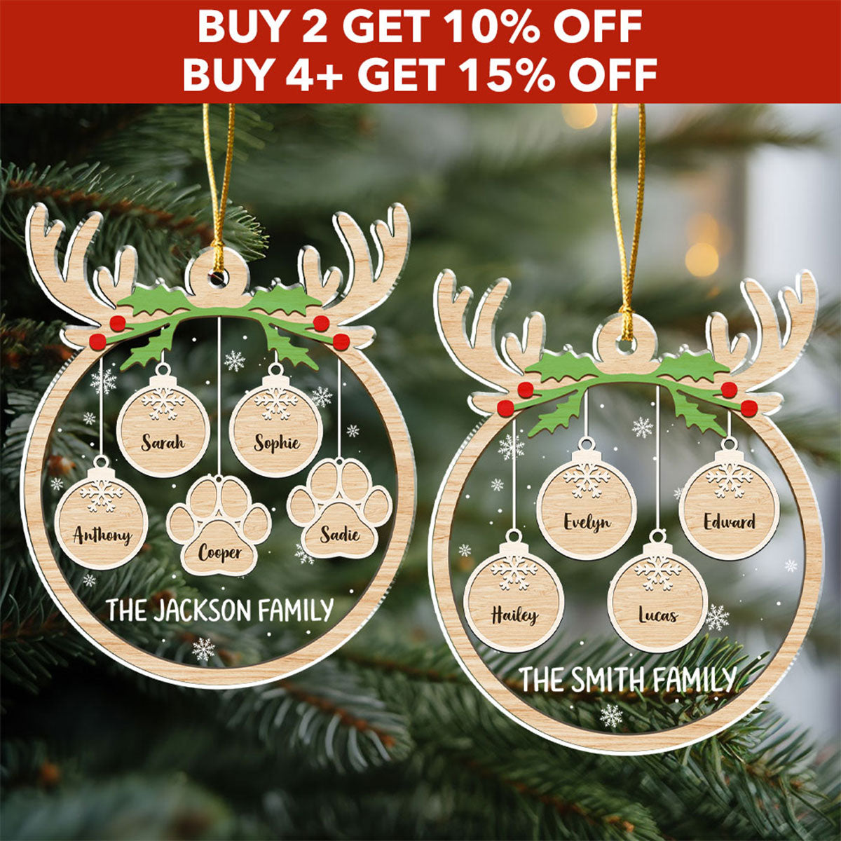 Customizable Green Paw Charm Personalized Acrylic Christmas Ornament
