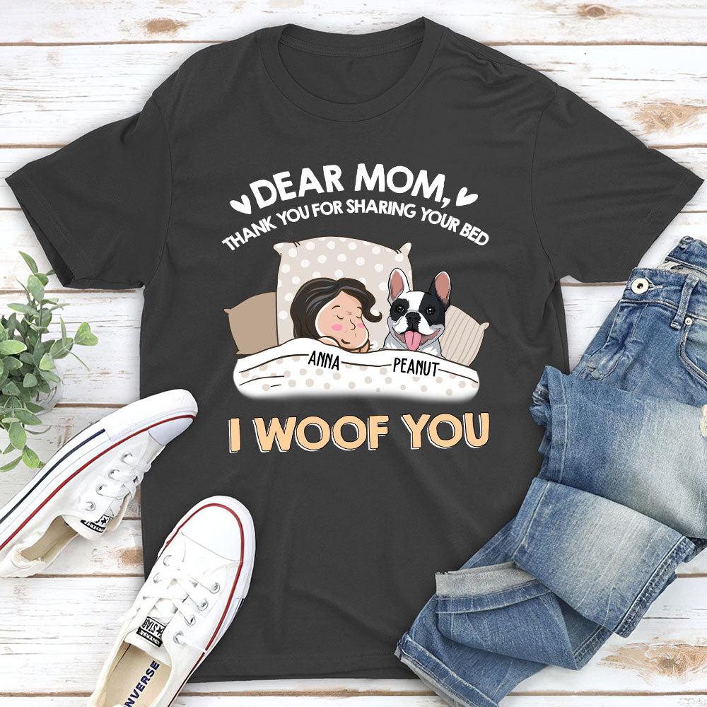 Thank You For Sharing Your Bed - Personalized Custom Unisex 5.3 oz T-shirt for Pet Lovers