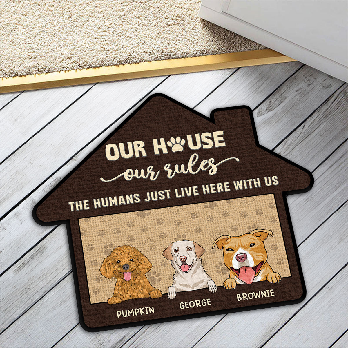 The Humans Just Live Here - Personalized Custom Pet Lover Doormat with Sublimation Printing