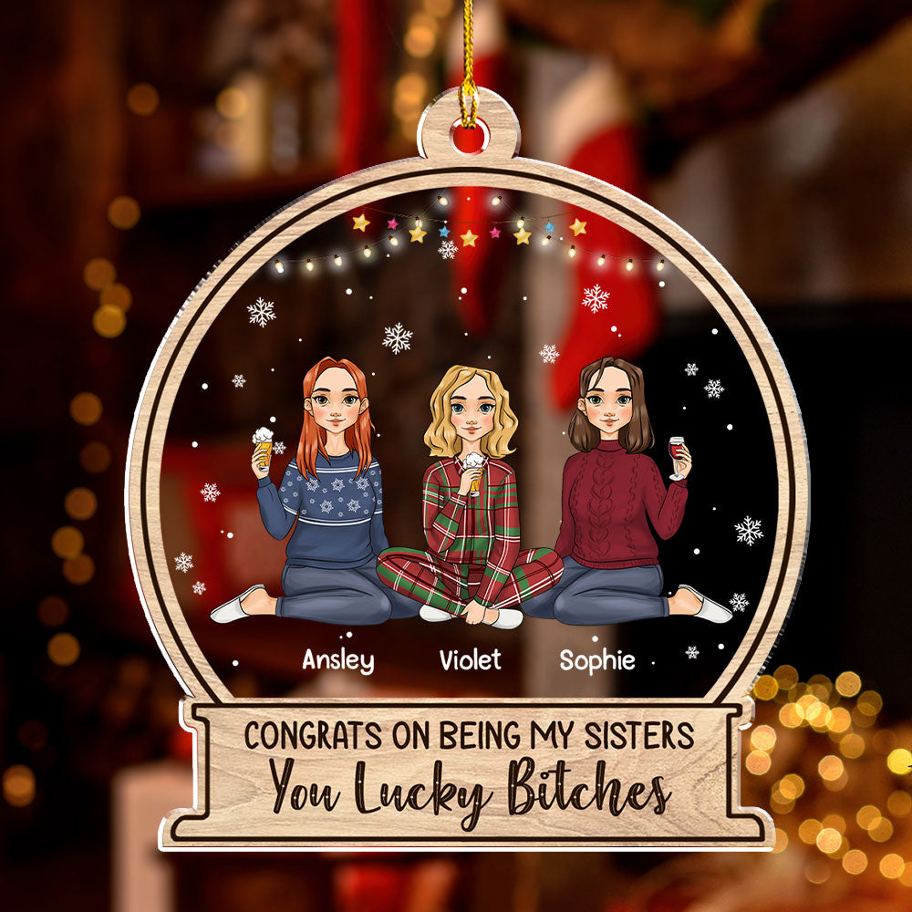 Bestie You Lucky - Unique Personalized Custom Acrylic Christmas Ornament with 4' Diameter